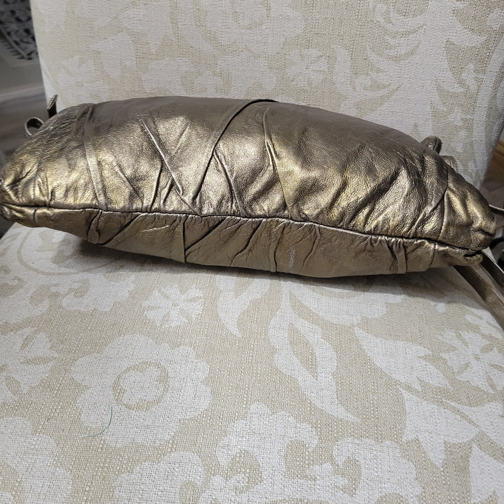 GUCCI HYSTERIA LEATHER BRONZE VINTAGE LARGE CLUTCH - Picture 7 of 9